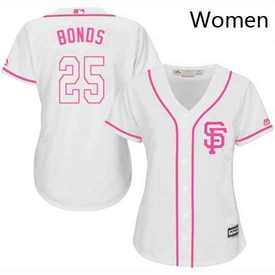 Womens Majestic San Francisco Giants 25 Barry Bonds Replica White Fashion Cool Base MLB Jersey